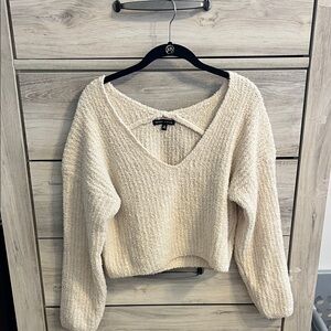 Kendall & Kylie White Fuzzy Sweater